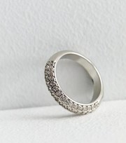 New Look Silver Cubic Zirconia Half Embellished Ring